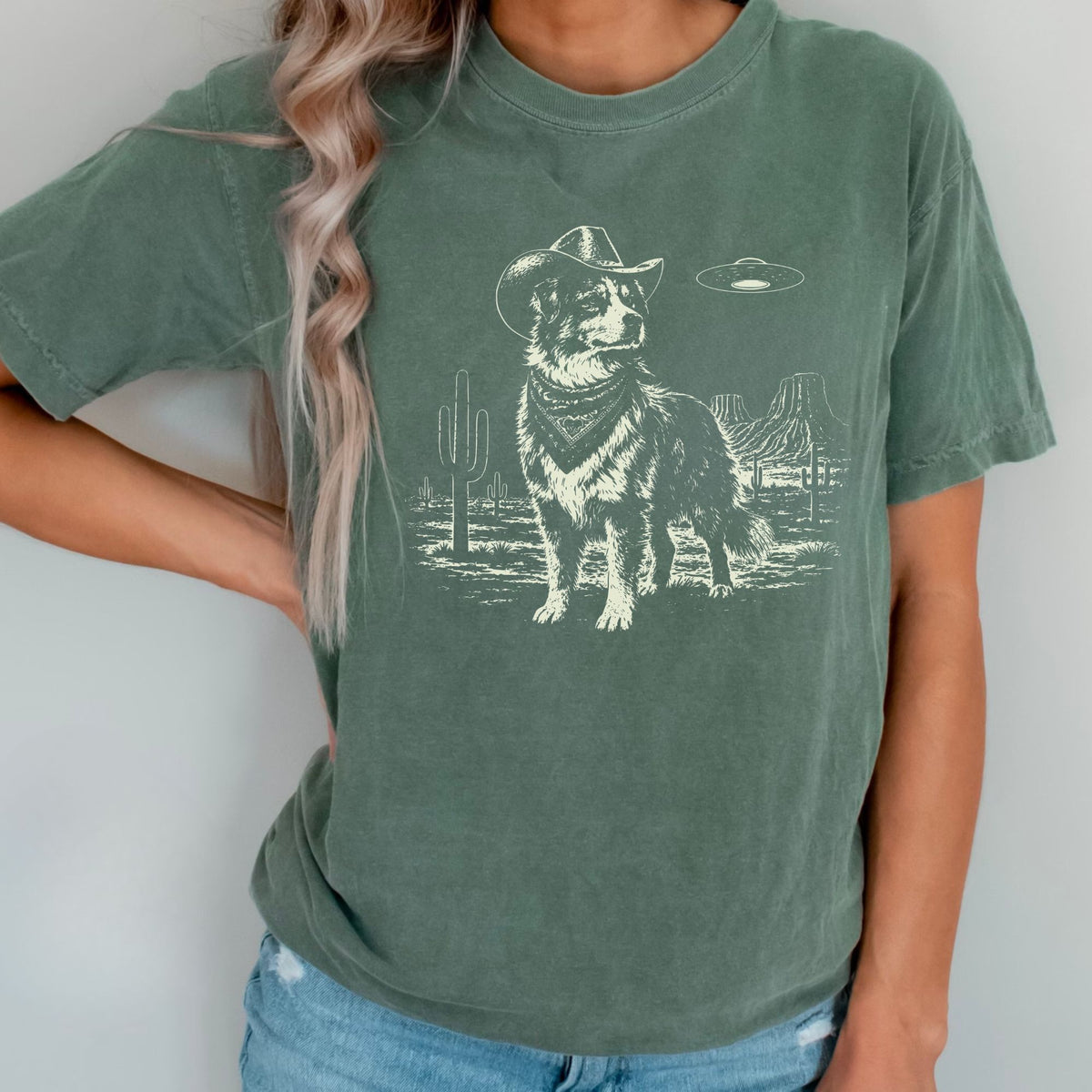 Australian Shepherd Western UFO t-shirt