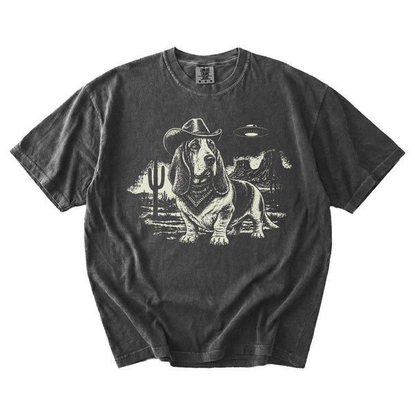 Basset Hound Western UFO t-shirt