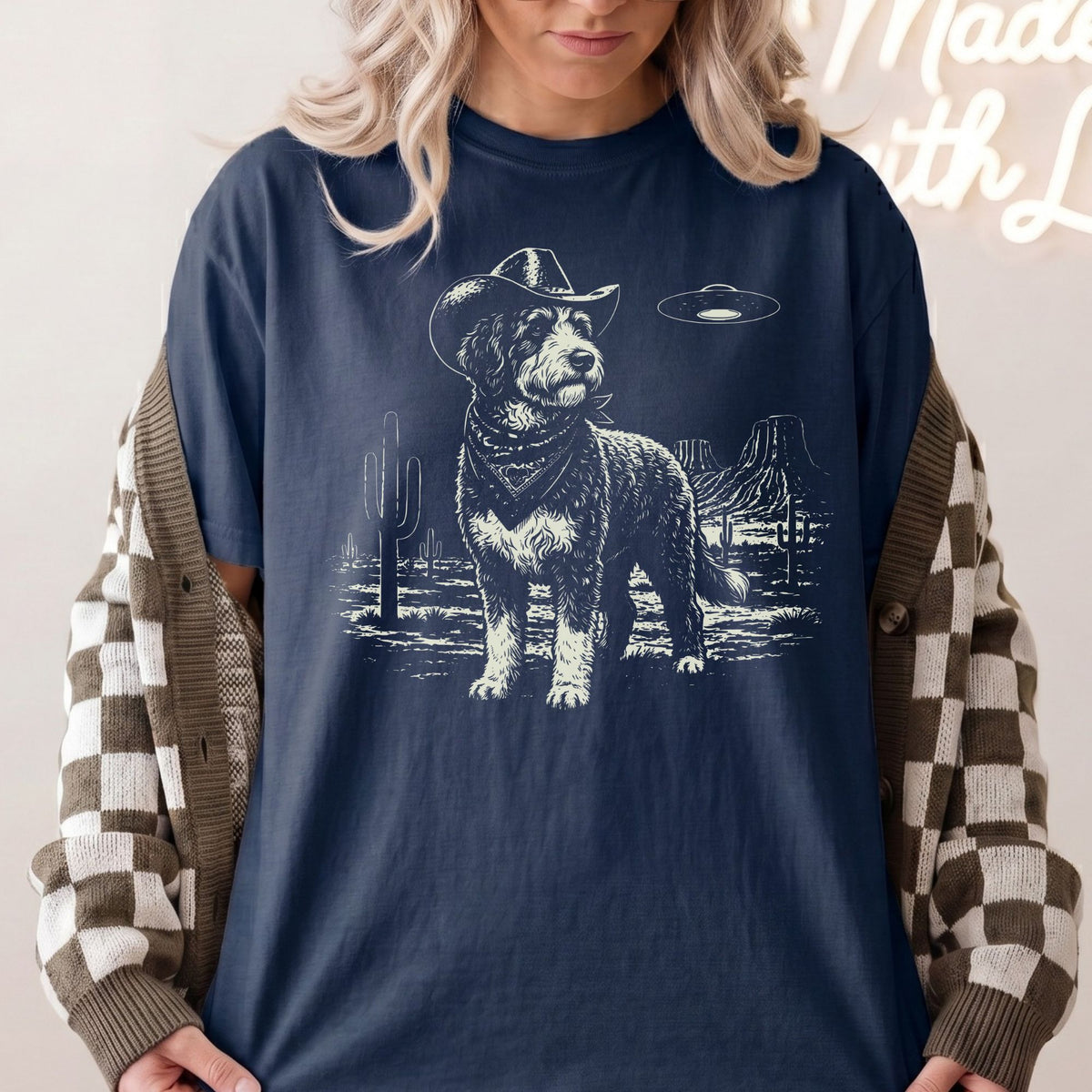 Bernedoodle Western UFO t-shirt