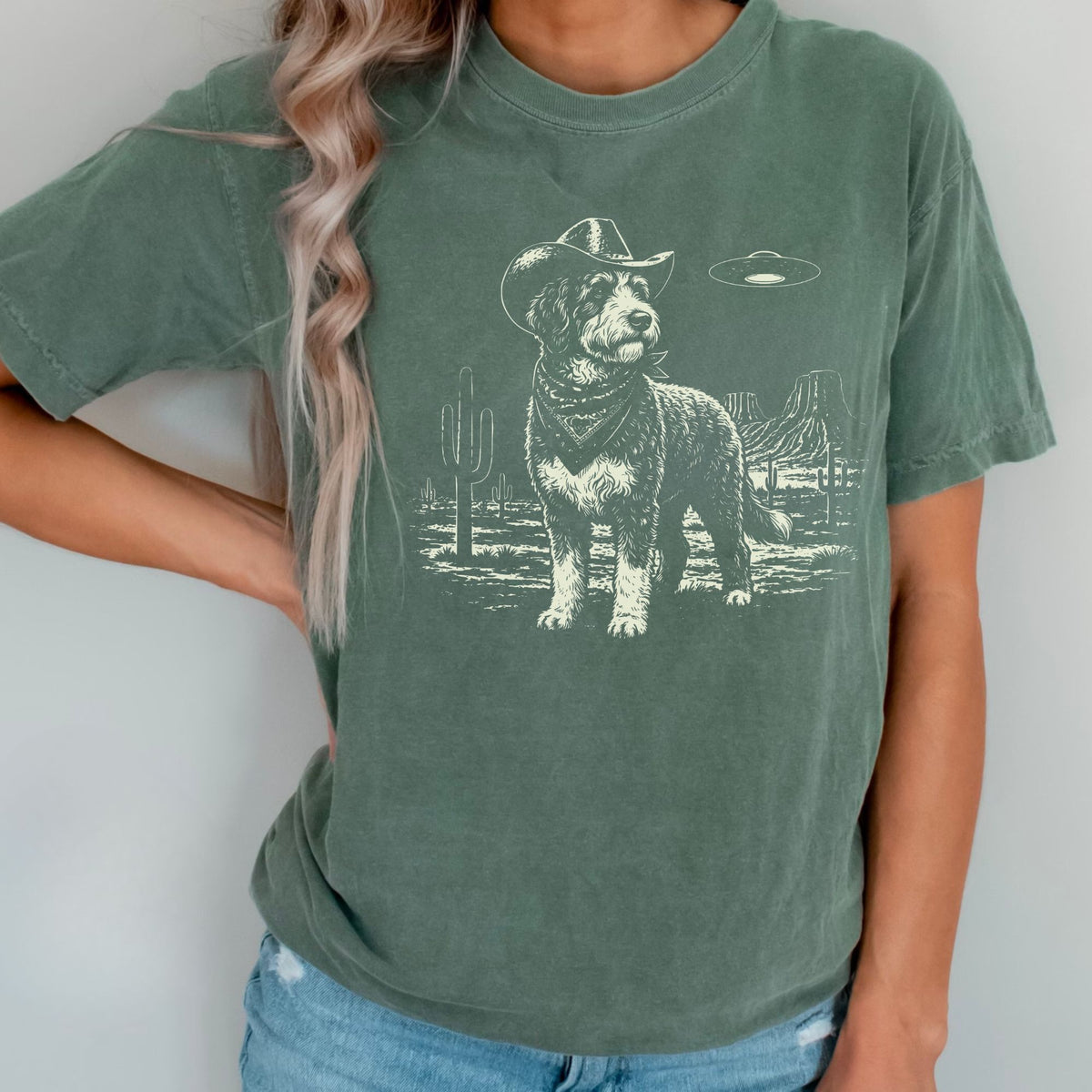 Bernedoodle Western UFO t-shirt