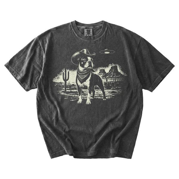Boston Terrier Western UFO t-shirt