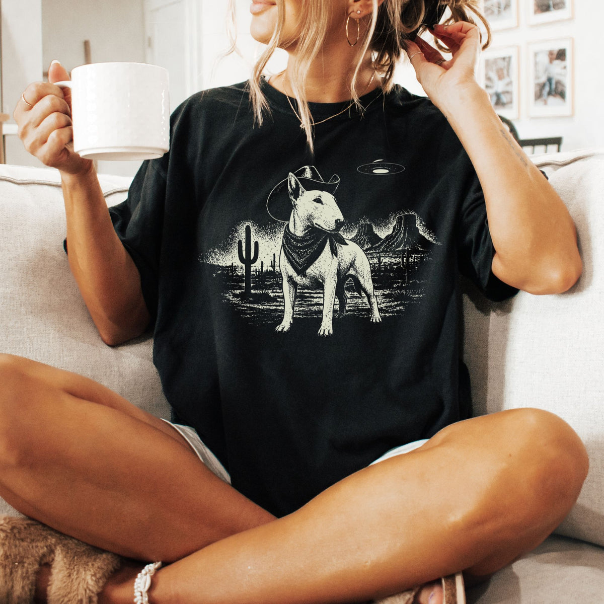 Bull Terrier Western UFO t-shirt