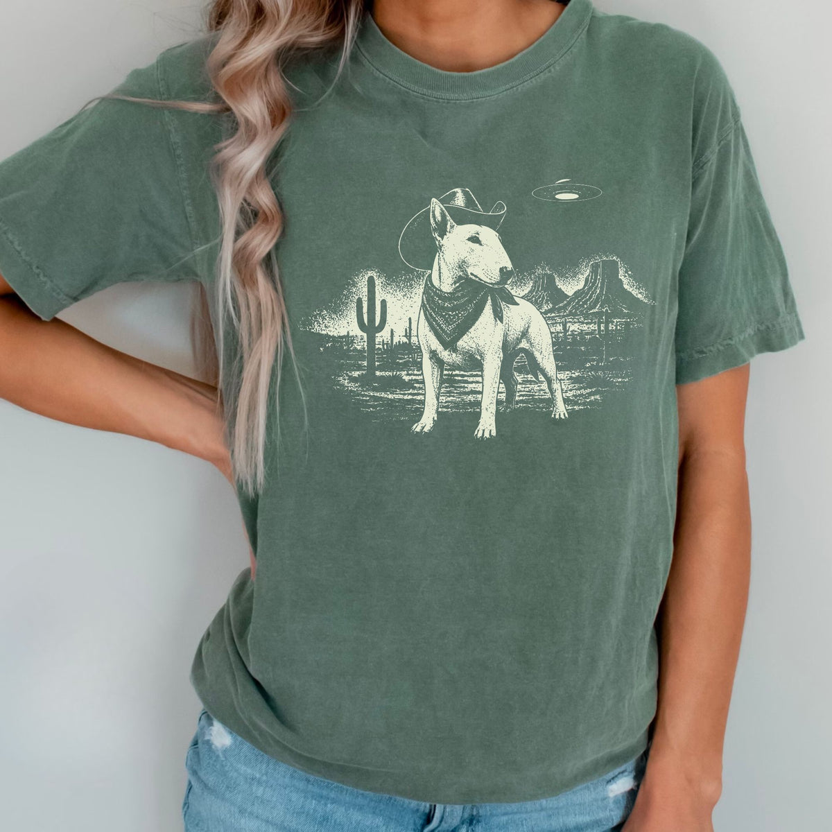 Bull Terrier Western UFO t-shirt
