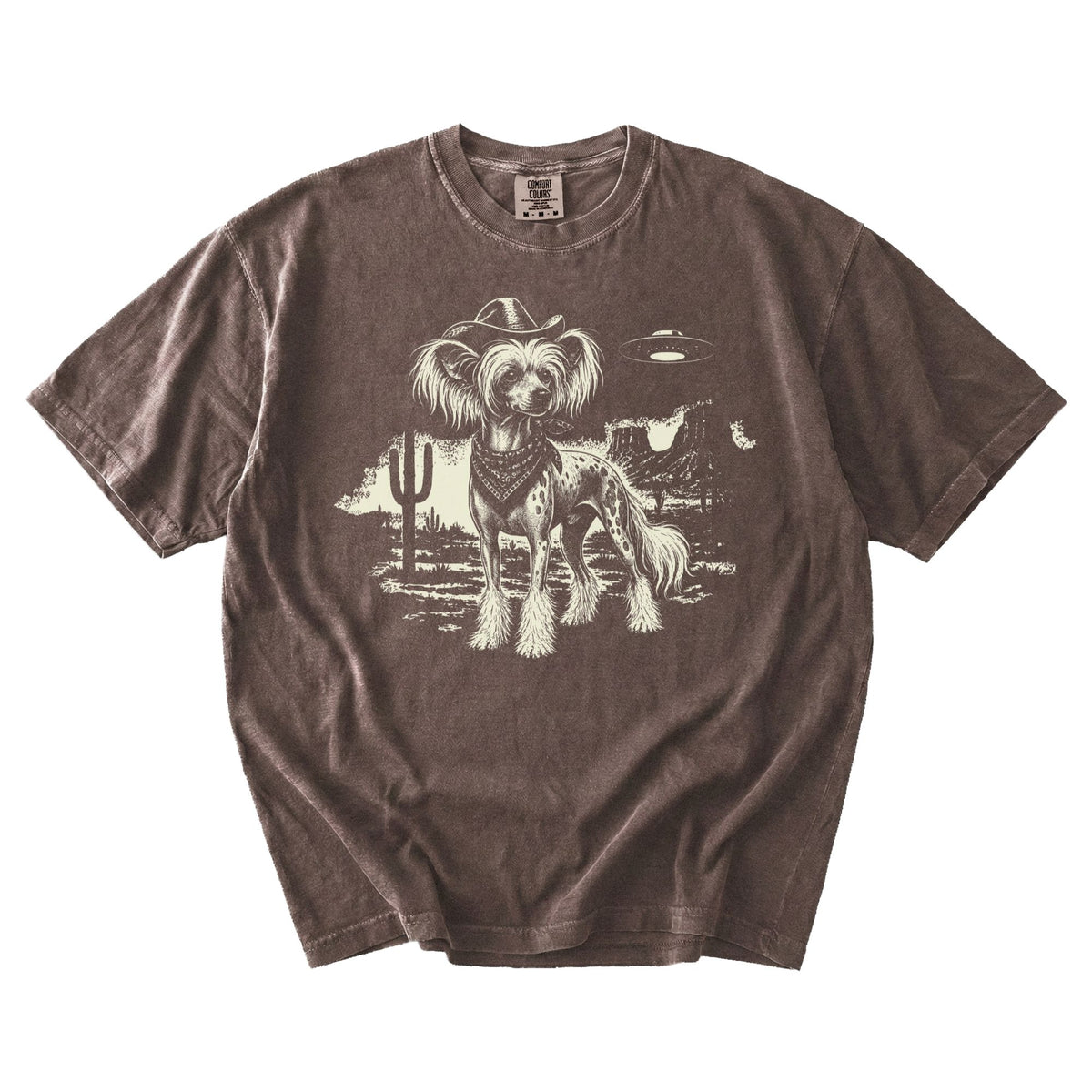 Chinese Crested Western UFO t-shirt