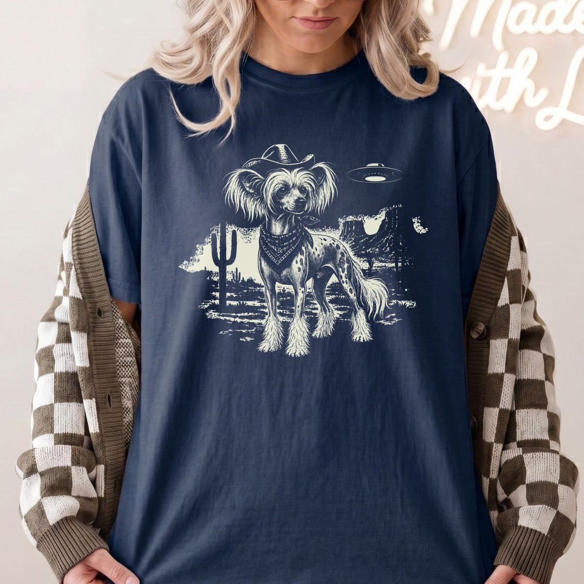 Chinese Crested Western UFO t-shirt