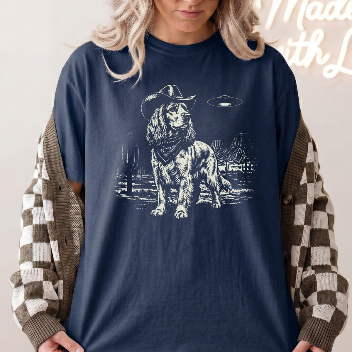 Cocker Spaniel Western UFO t-shirt