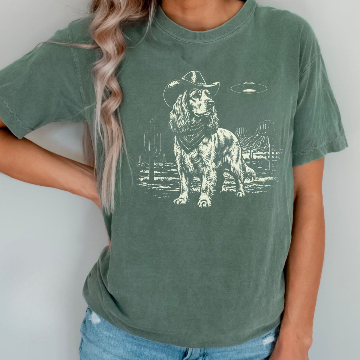 Cocker Spaniel Western UFO t-shirt