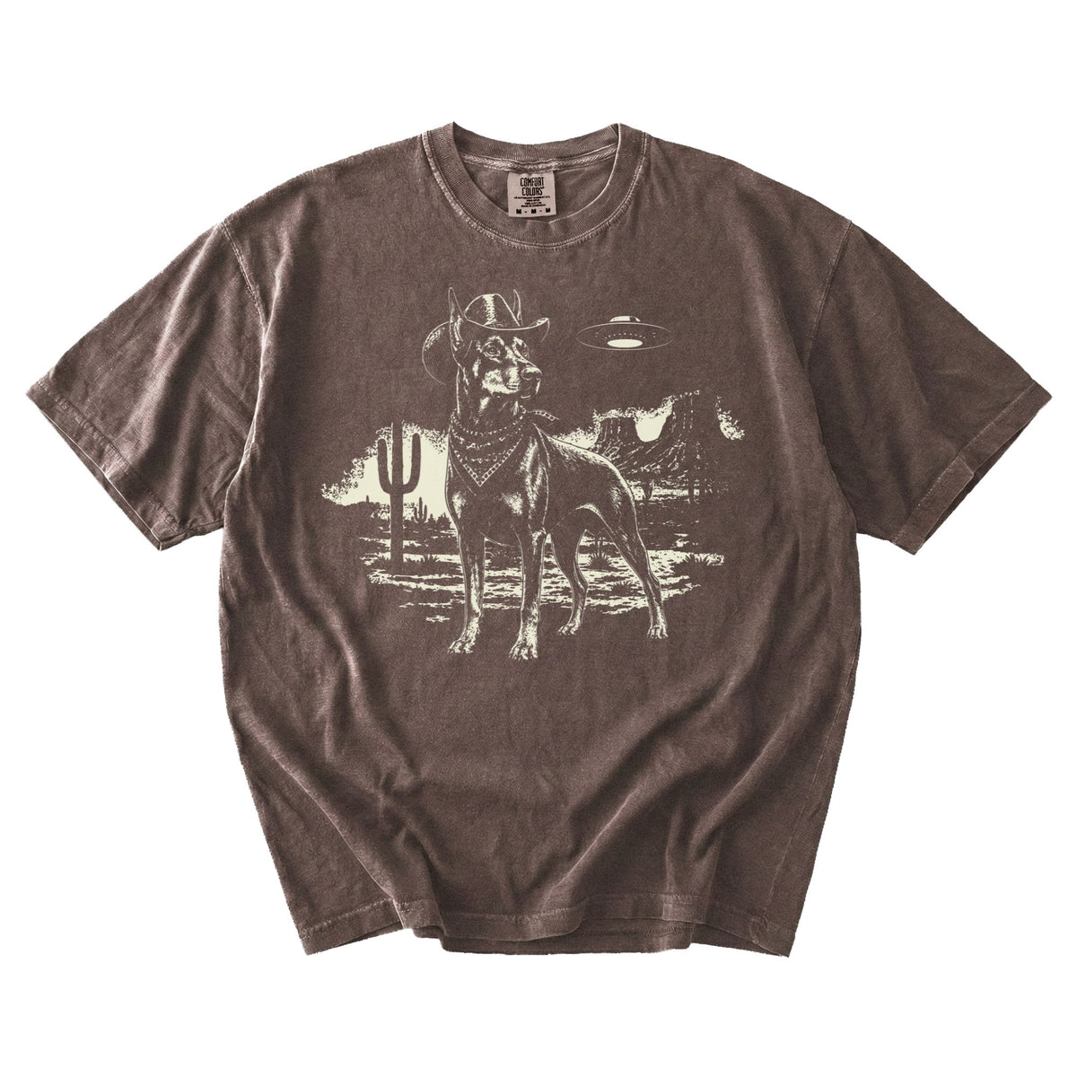 Doberman Pinscher Western UFO t-shirt