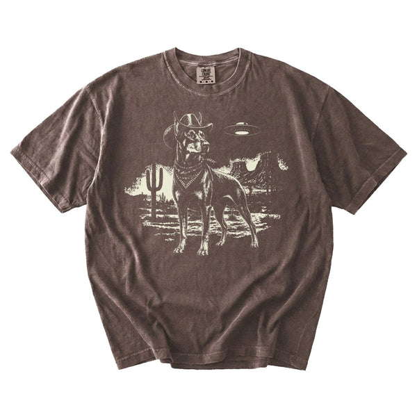 Doberman Pinscher Western UFO t-shirt