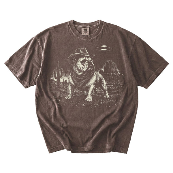 English Bulldog Western UFO t-shirt