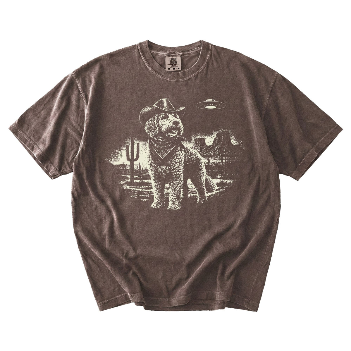Goldendoodle Western UFO t-shirt