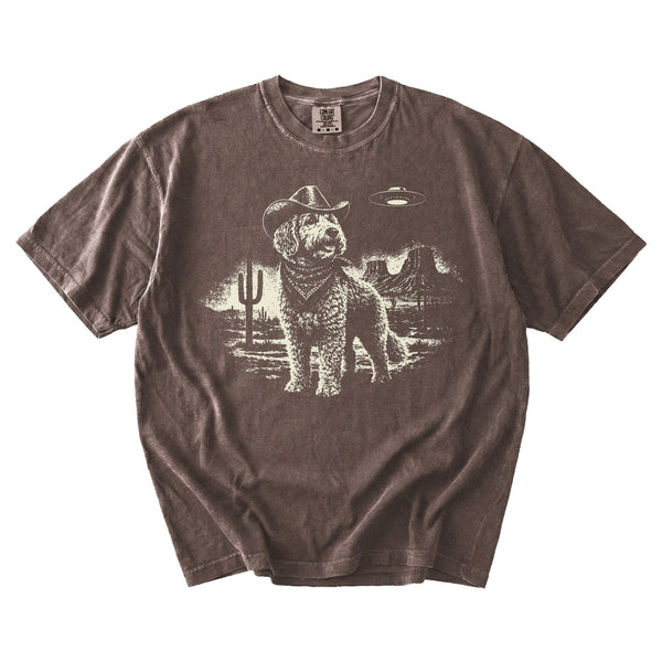 Goldendoodle Western UFO t-shirt