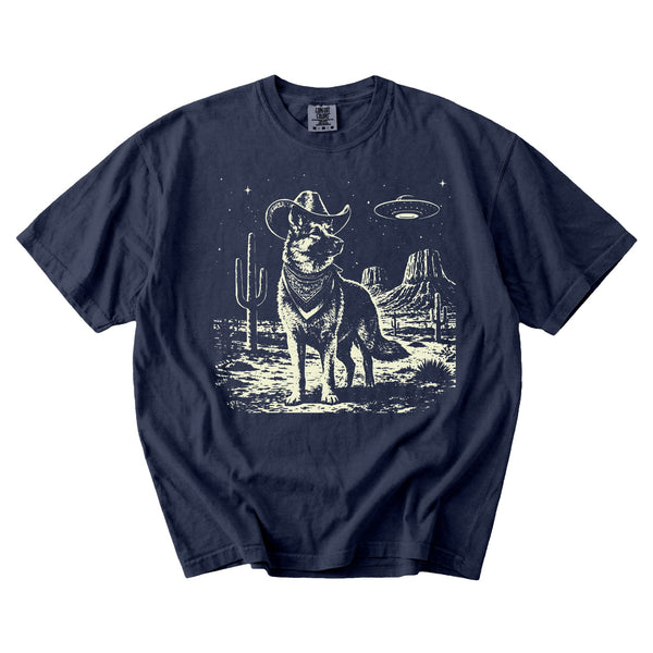 German Shepherd Western UFO t-shirt