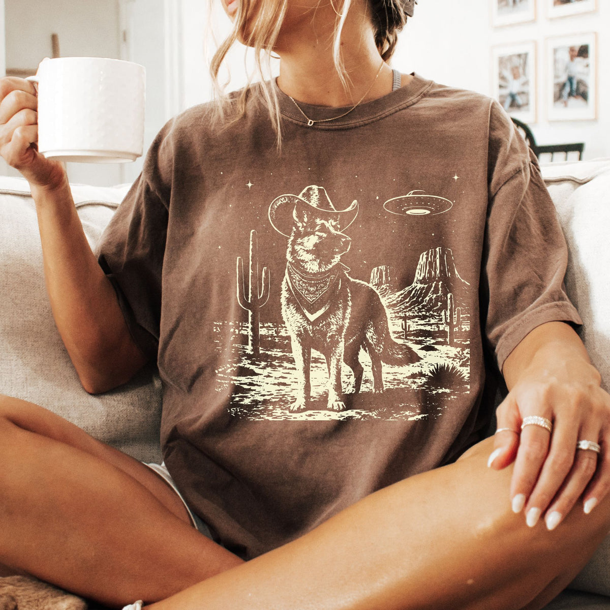 German Shepherd Western UFO t-shirt