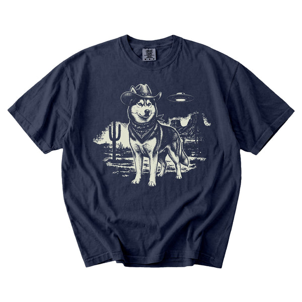 Siberian Husky Western UFO t-shirt