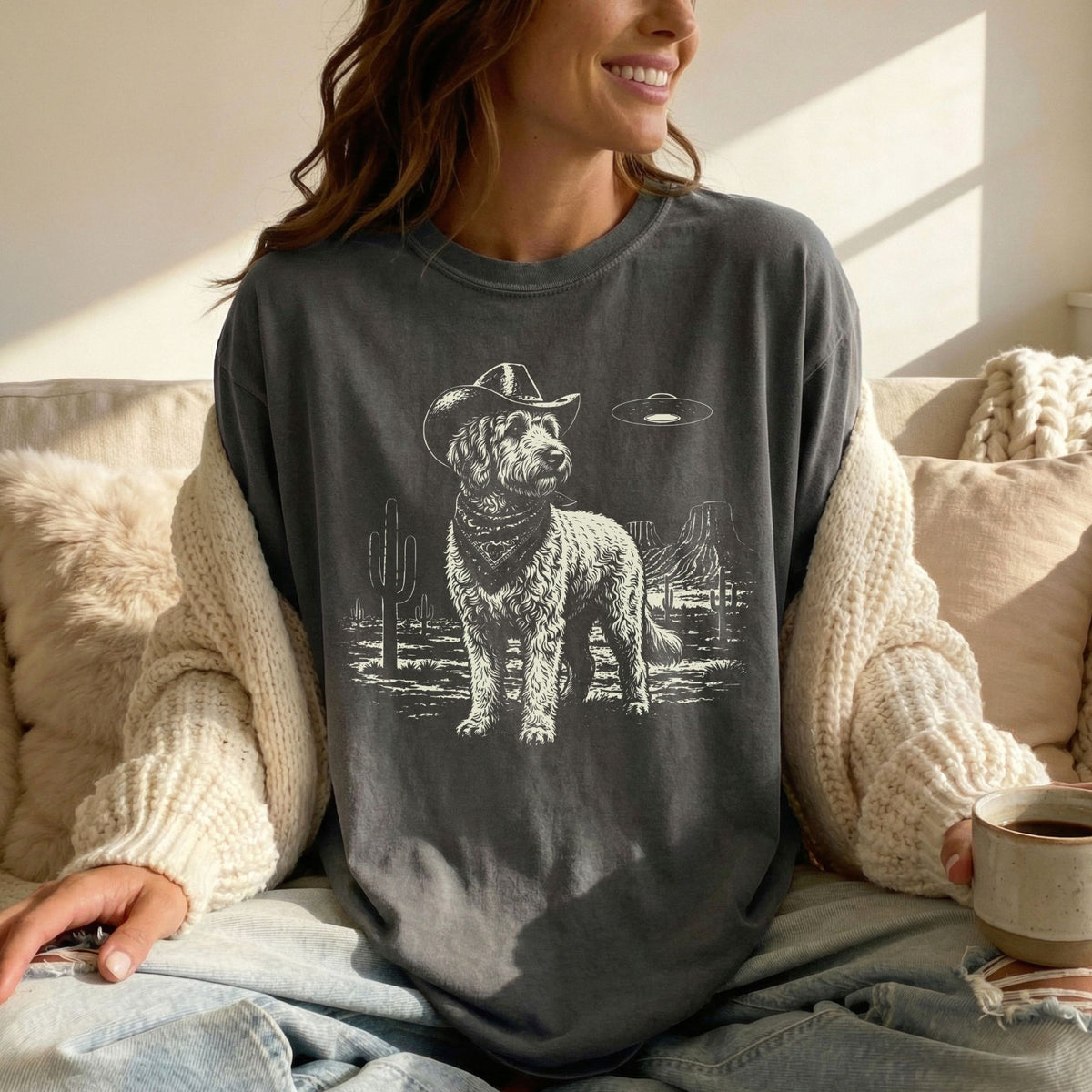Labradoodle Western UFO t-shirt