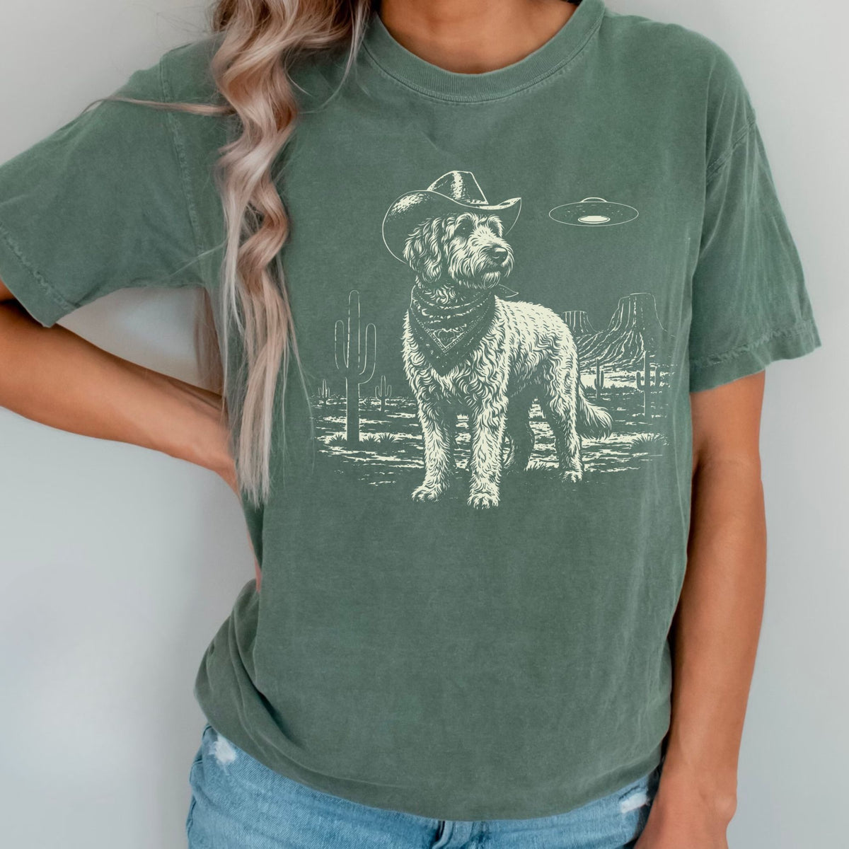 Labradoodle Western UFO t-shirt
