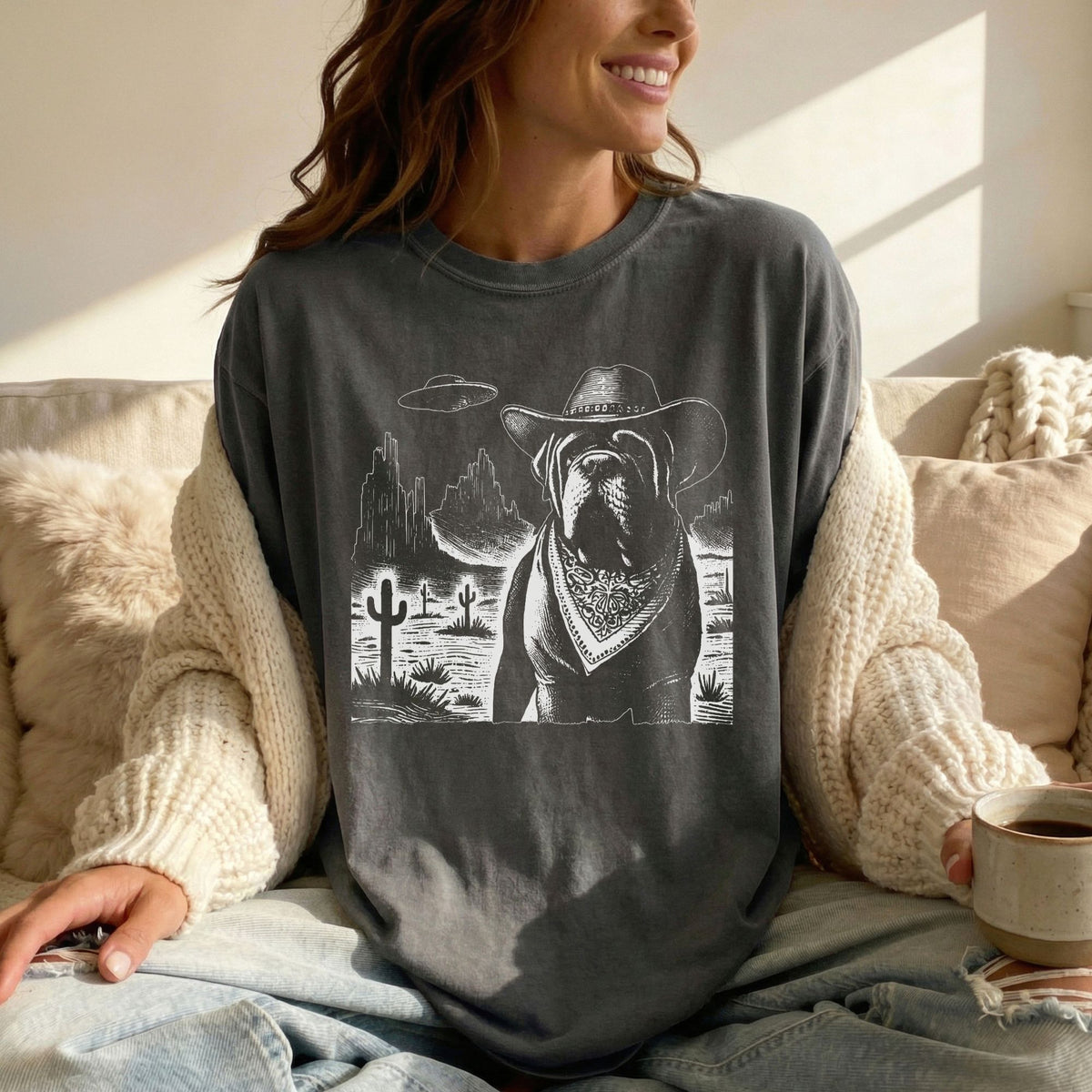 Neapolitan Mastiff Western UFO t-shirt