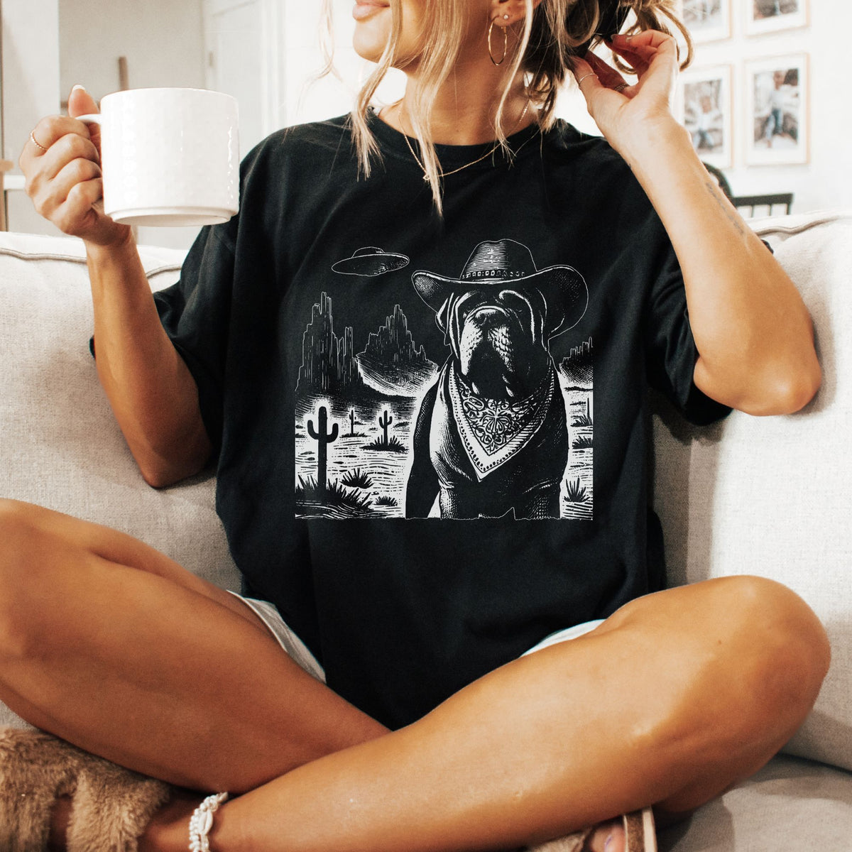 Neapolitan Mastiff Western UFO t-shirt