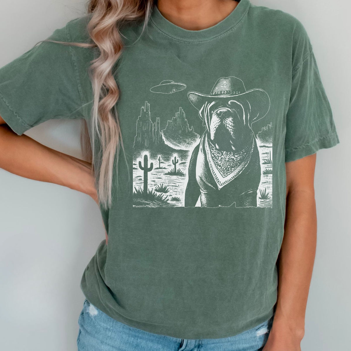 Neapolitan Mastiff Western UFO t-shirt