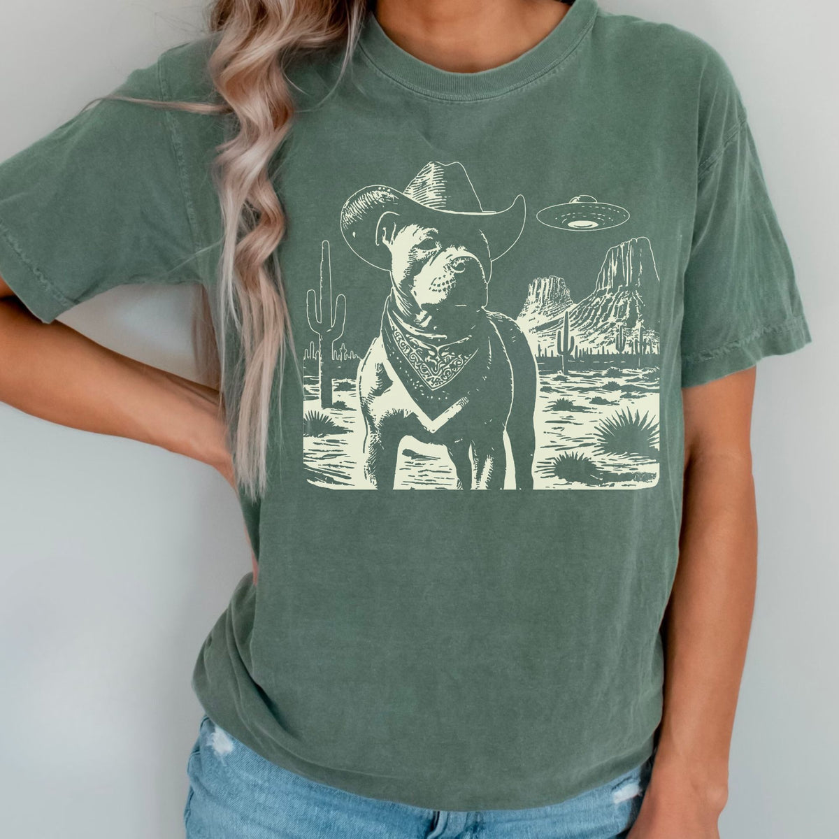 American Pit Bull Terrier Western UFO t-shirt