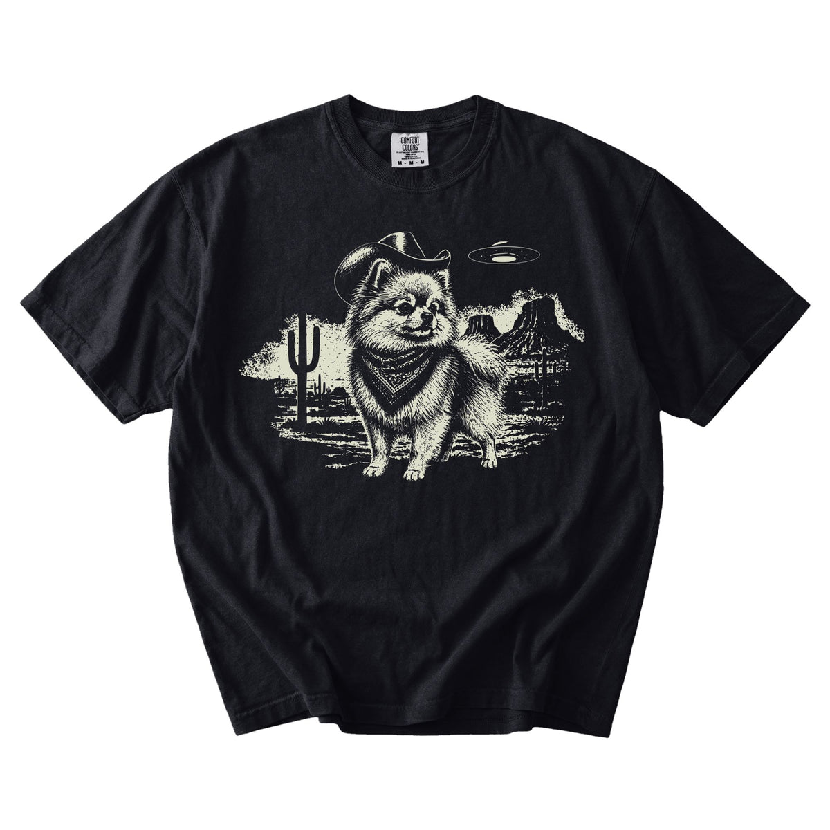 Pomeranian Western UFO t-shirt