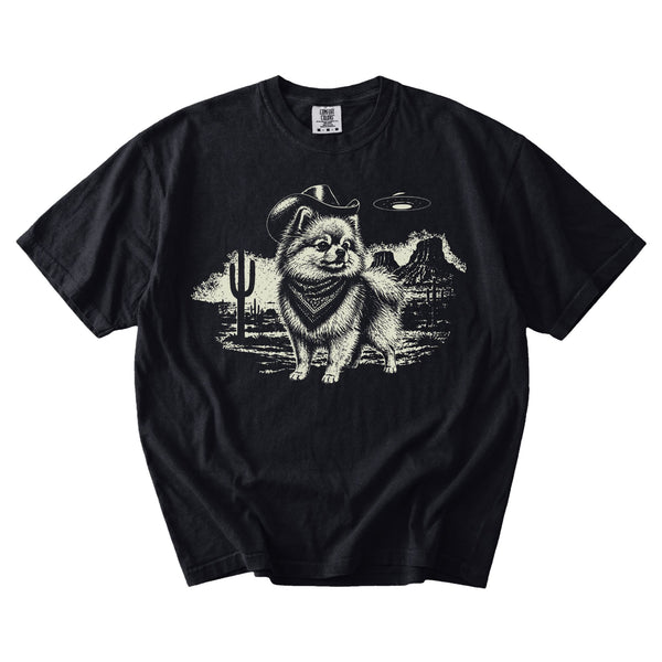 Pomeranian Western UFO t-shirt