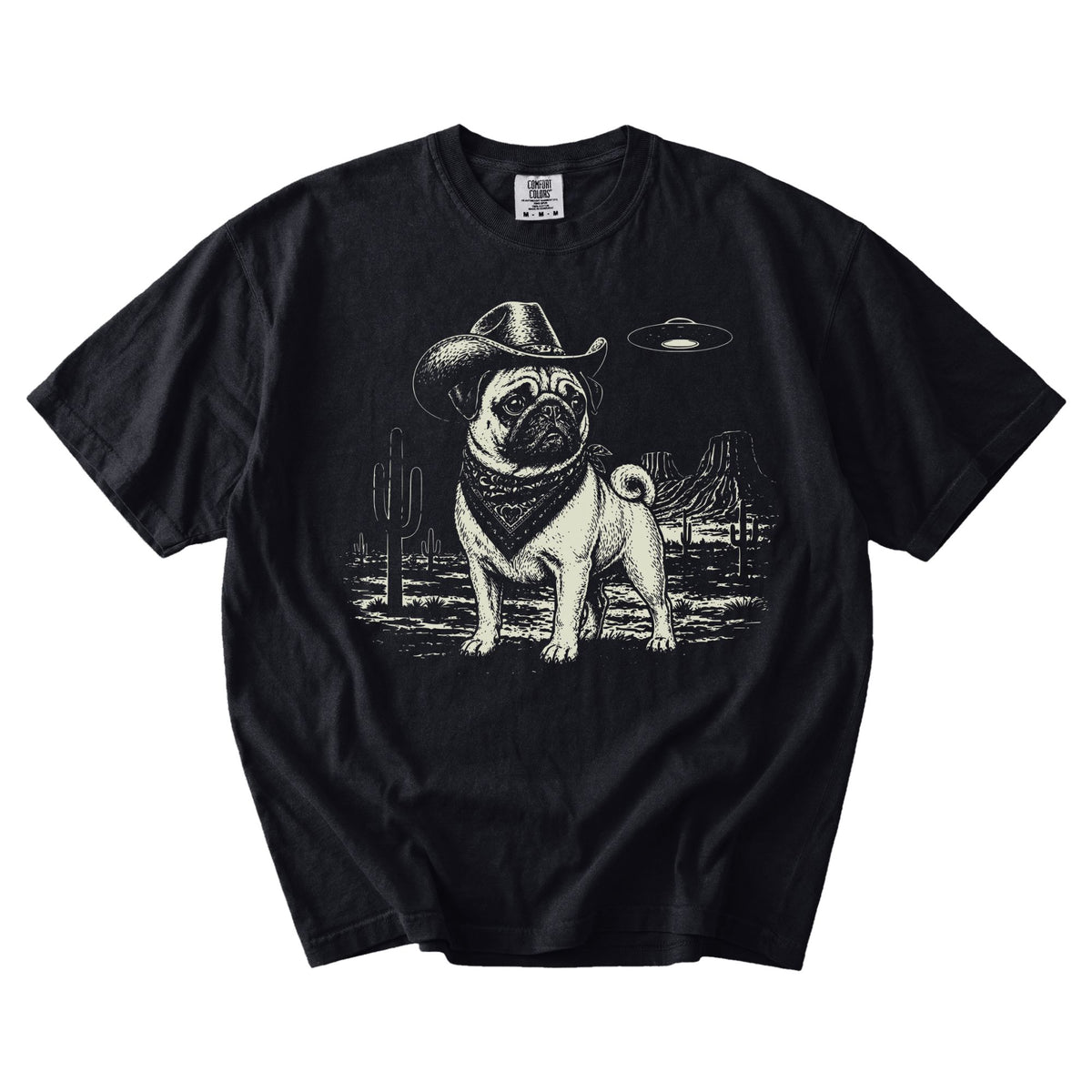 Pug Western UFO t-shirt