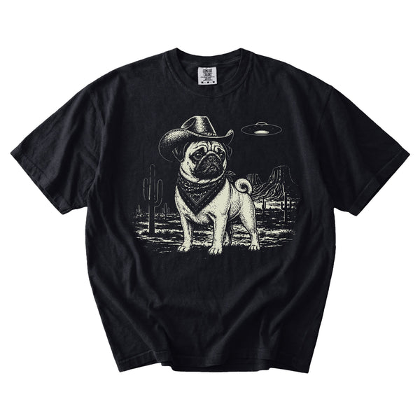 Pug Western UFO t-shirt