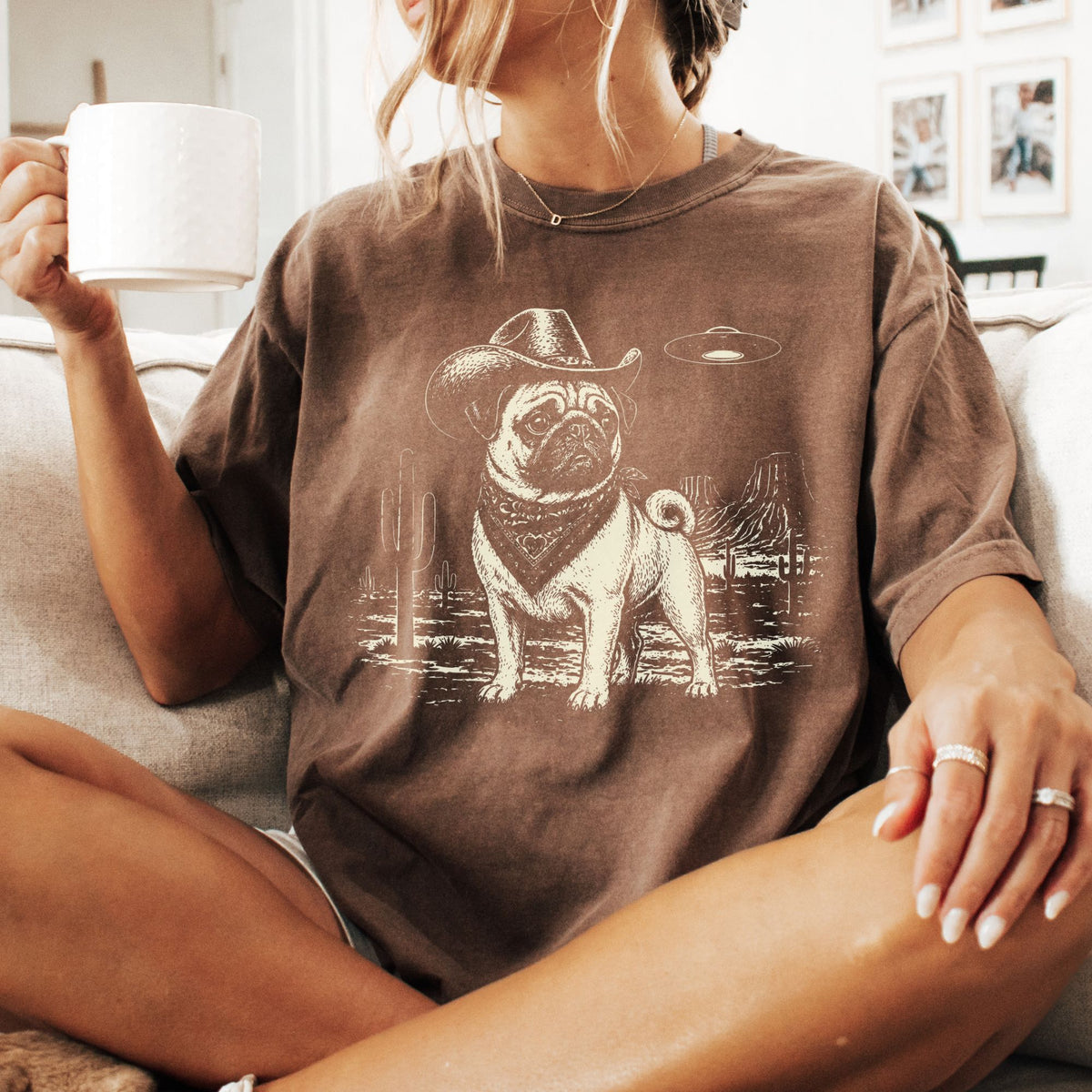 Pug Western UFO t-shirt
