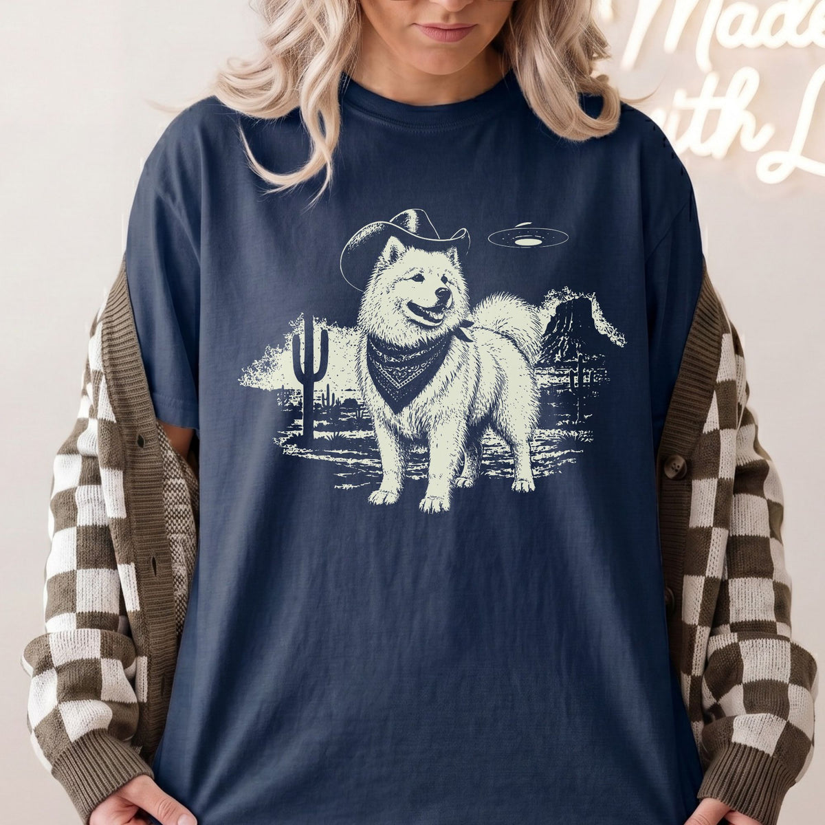 Samoyed Western UFO t-shirt