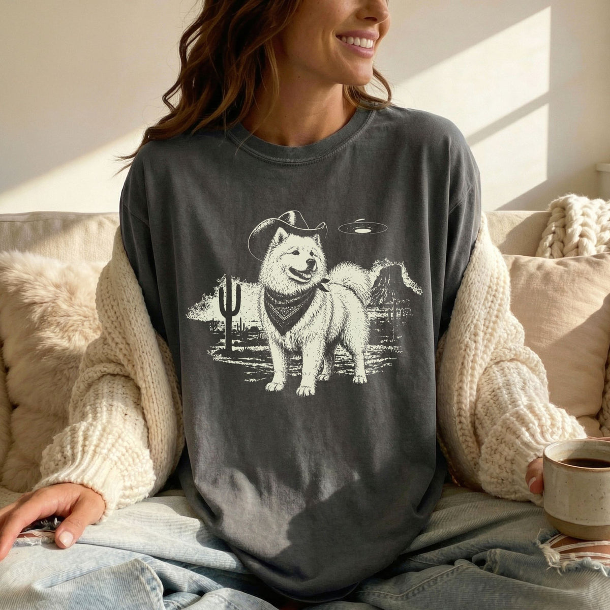 Samoyed Western UFO t-shirt