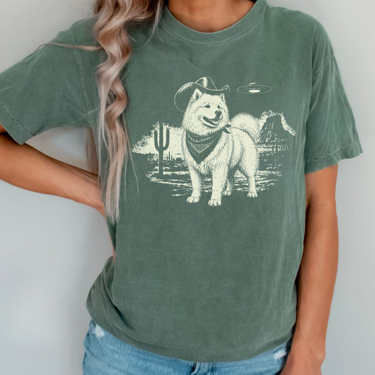 Samoyed Western UFO t-shirt