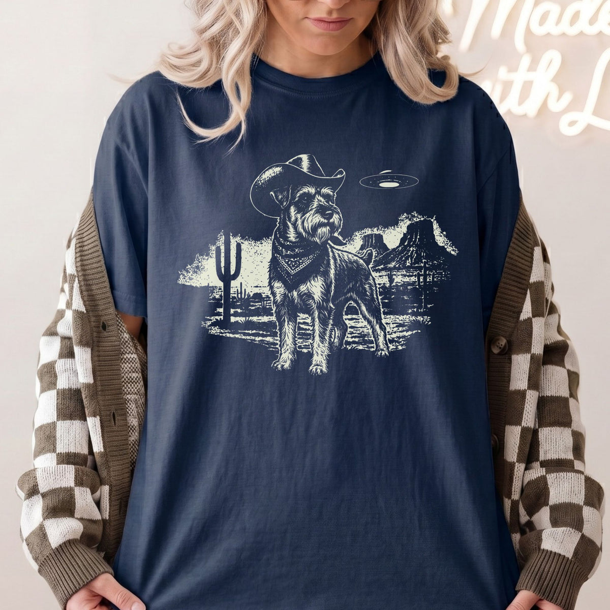 Miniature Schnauzer Western UFO t-shirt