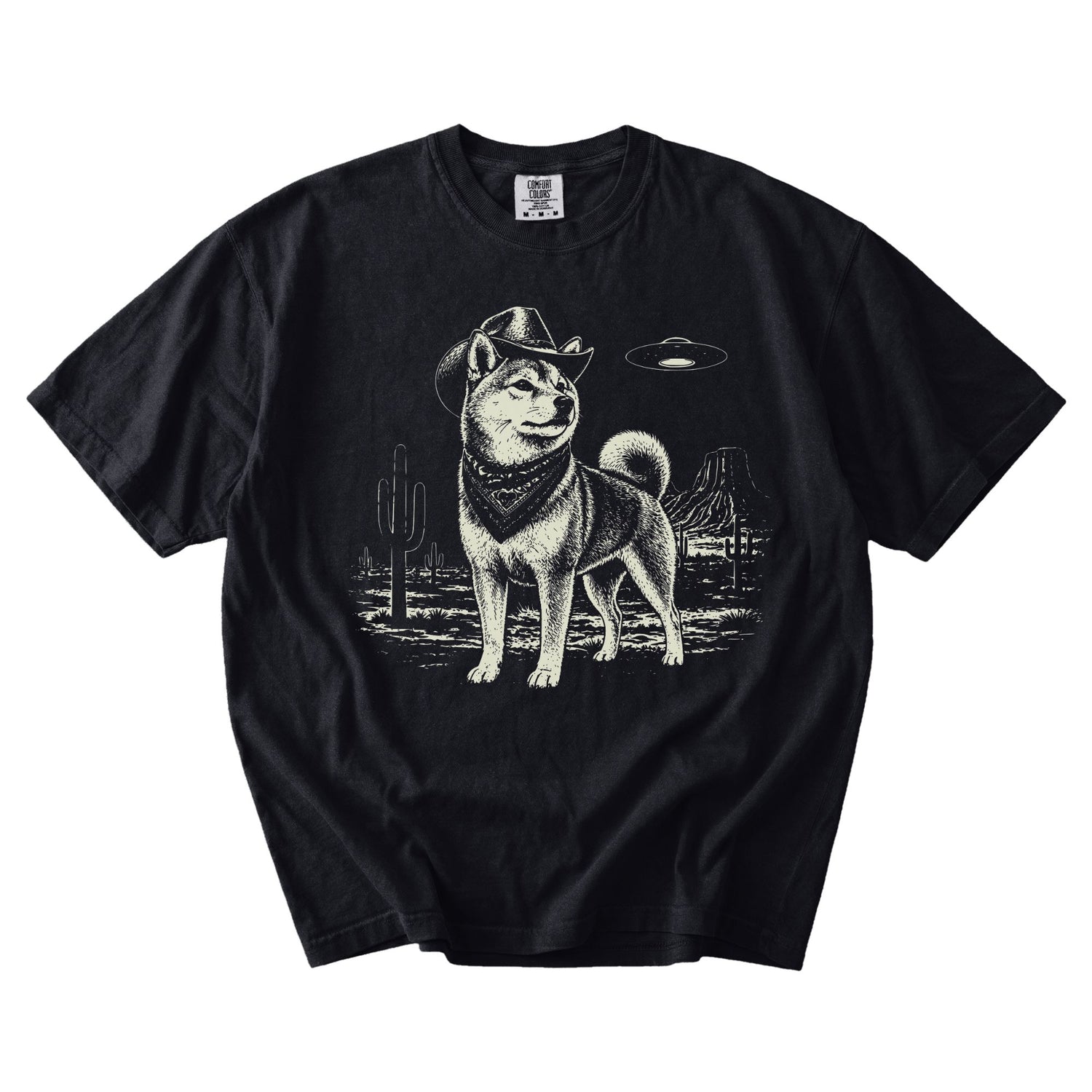 Shiba Inu Western UFO t-shirt
