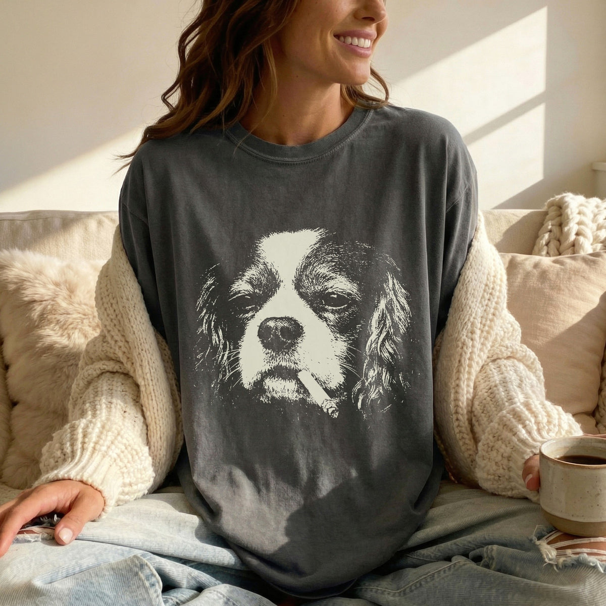 Cavalier King Charles Spaniel Smoking t-shirt