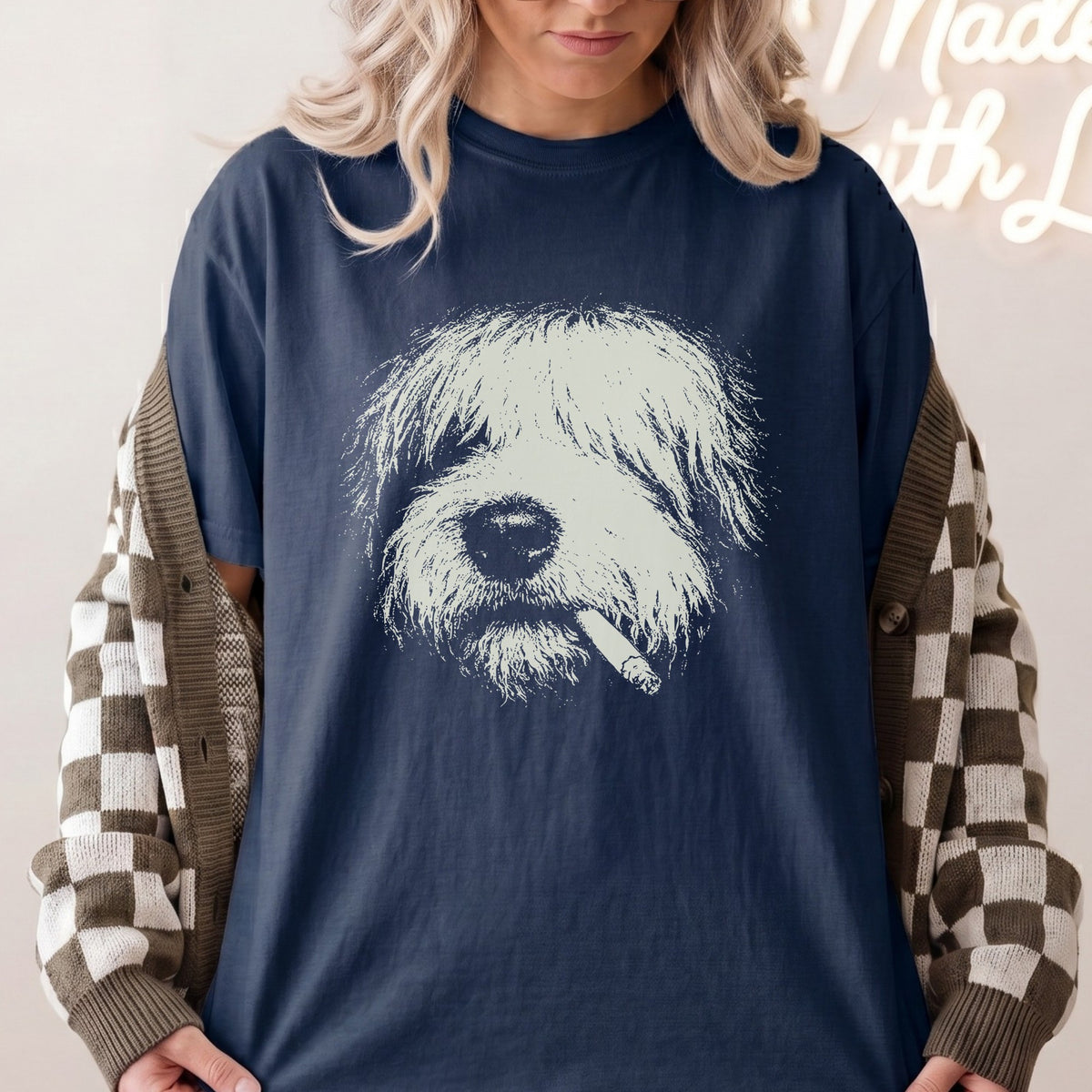 Old English Sheepdog Smoking t-shirt