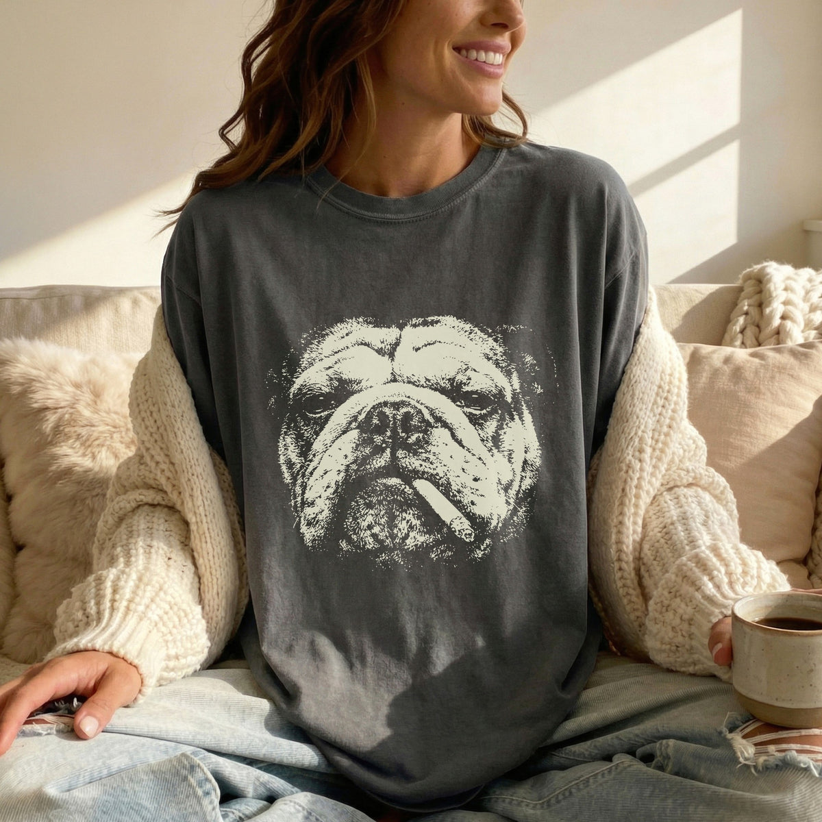 English Bulldog Smoking t-shirt