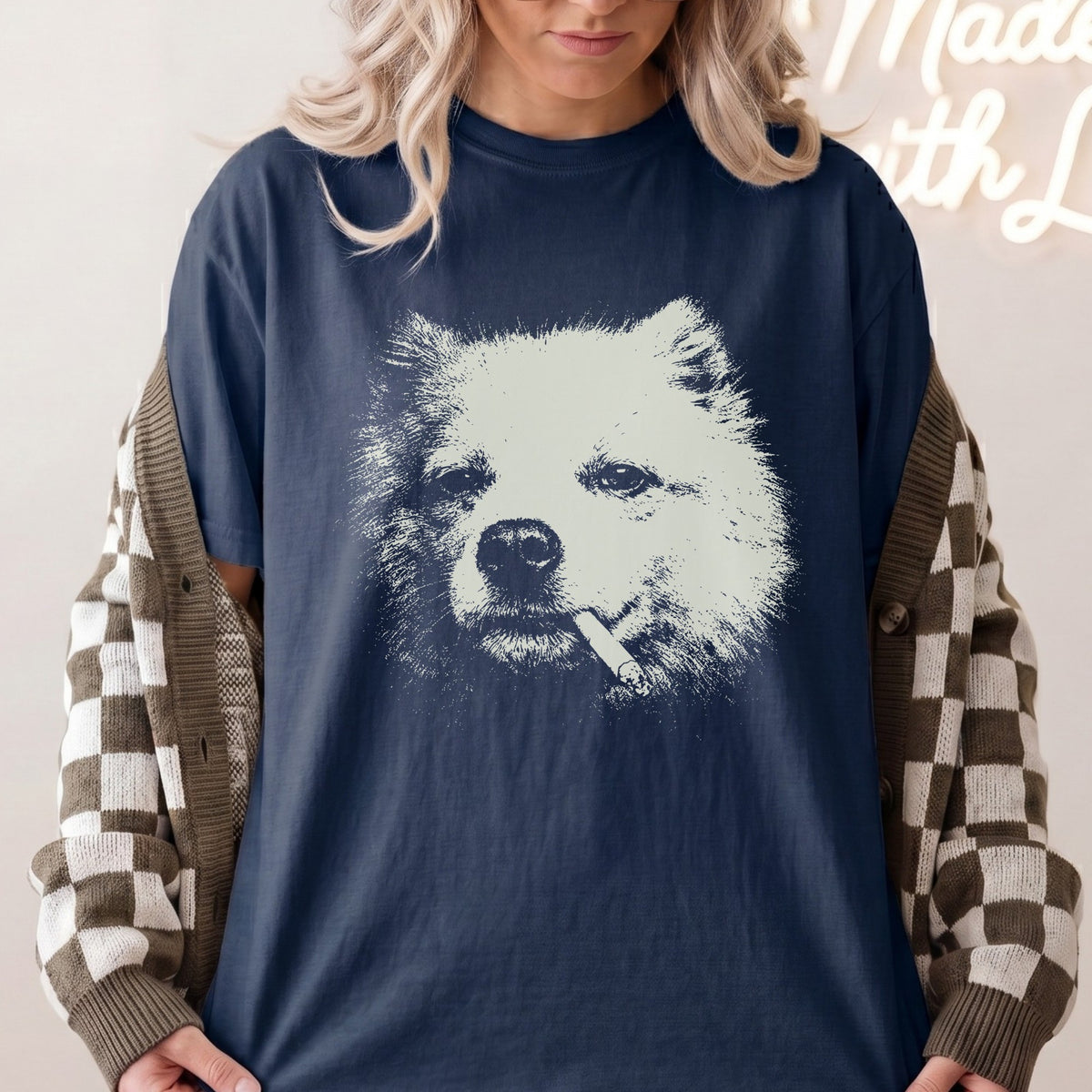 American Eskimo Dog Smoking t-shirt