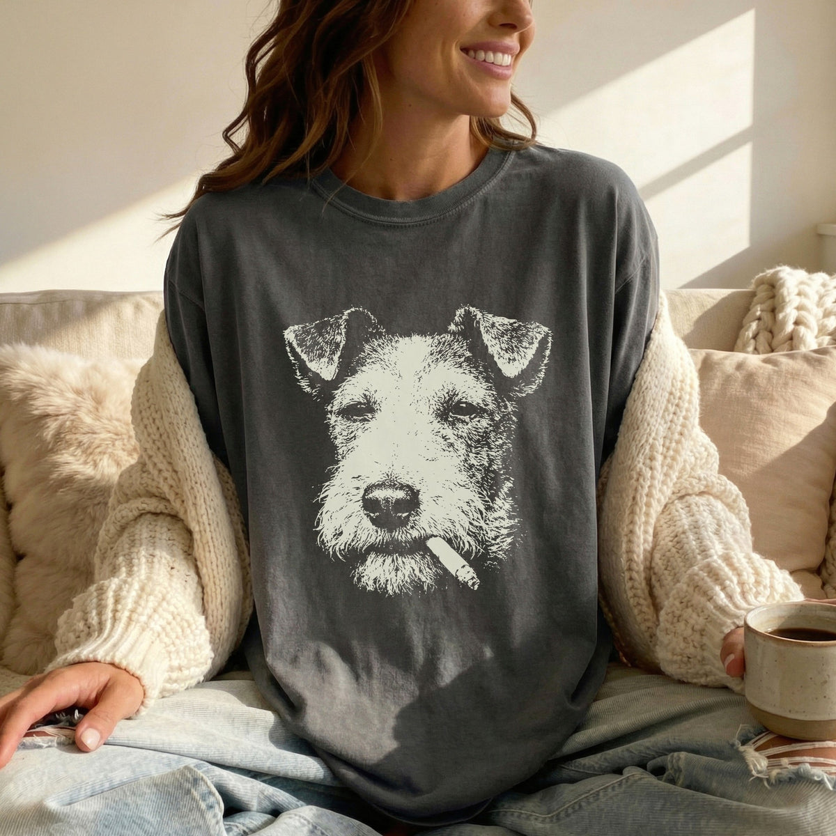 Wire Fox Terrier Smoking t-shirt
