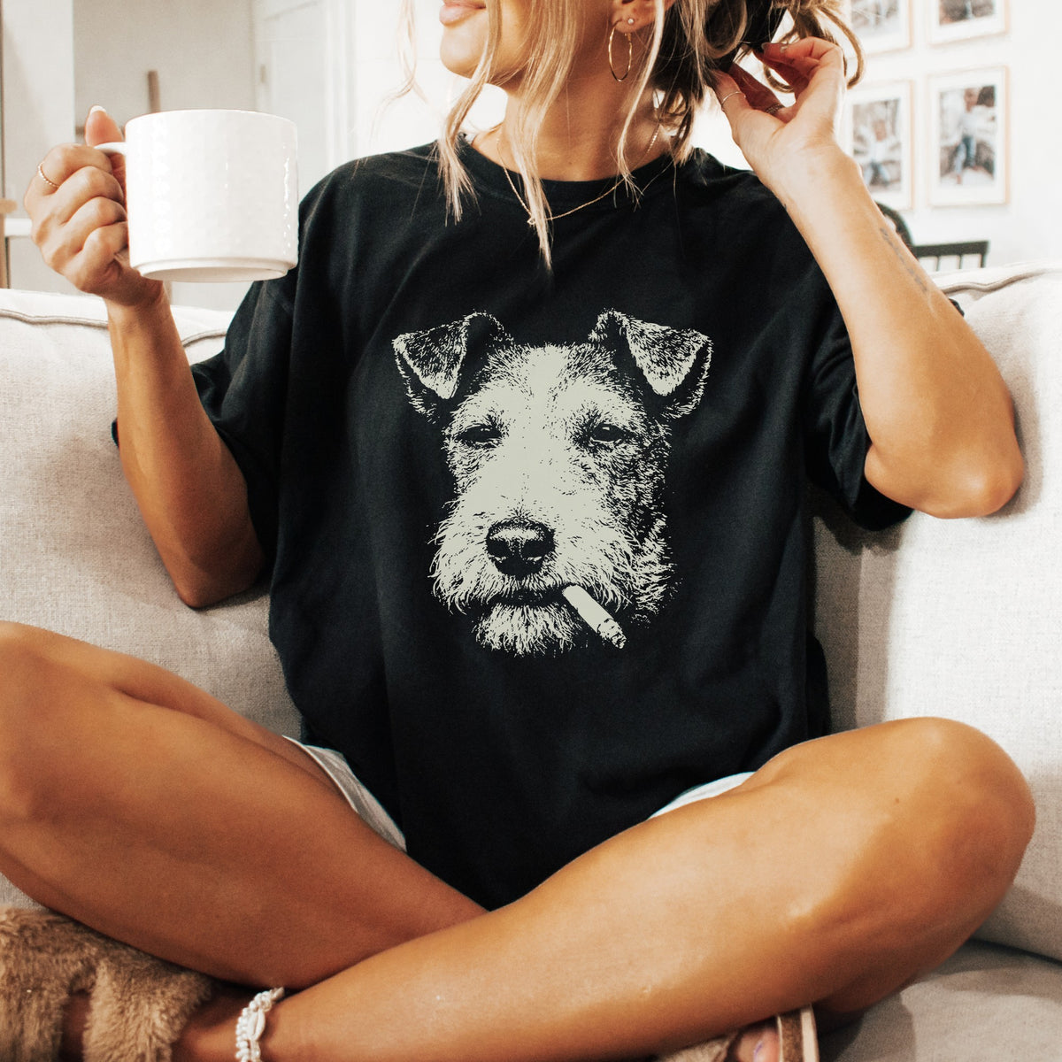 Wire Fox Terrier Smoking t-shirt
