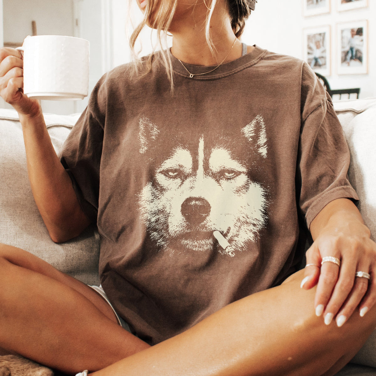 Husky Smoking t-shirt