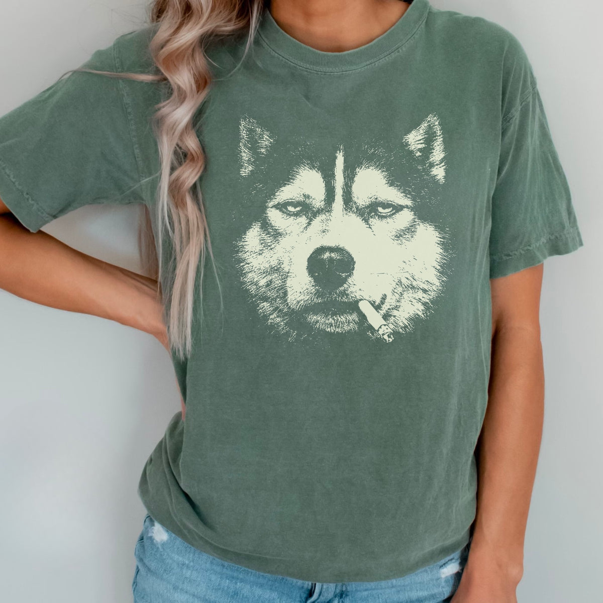 Husky Smoking t-shirt