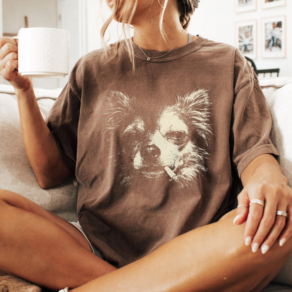 Longhair Chihuahua Smoking t-shirt