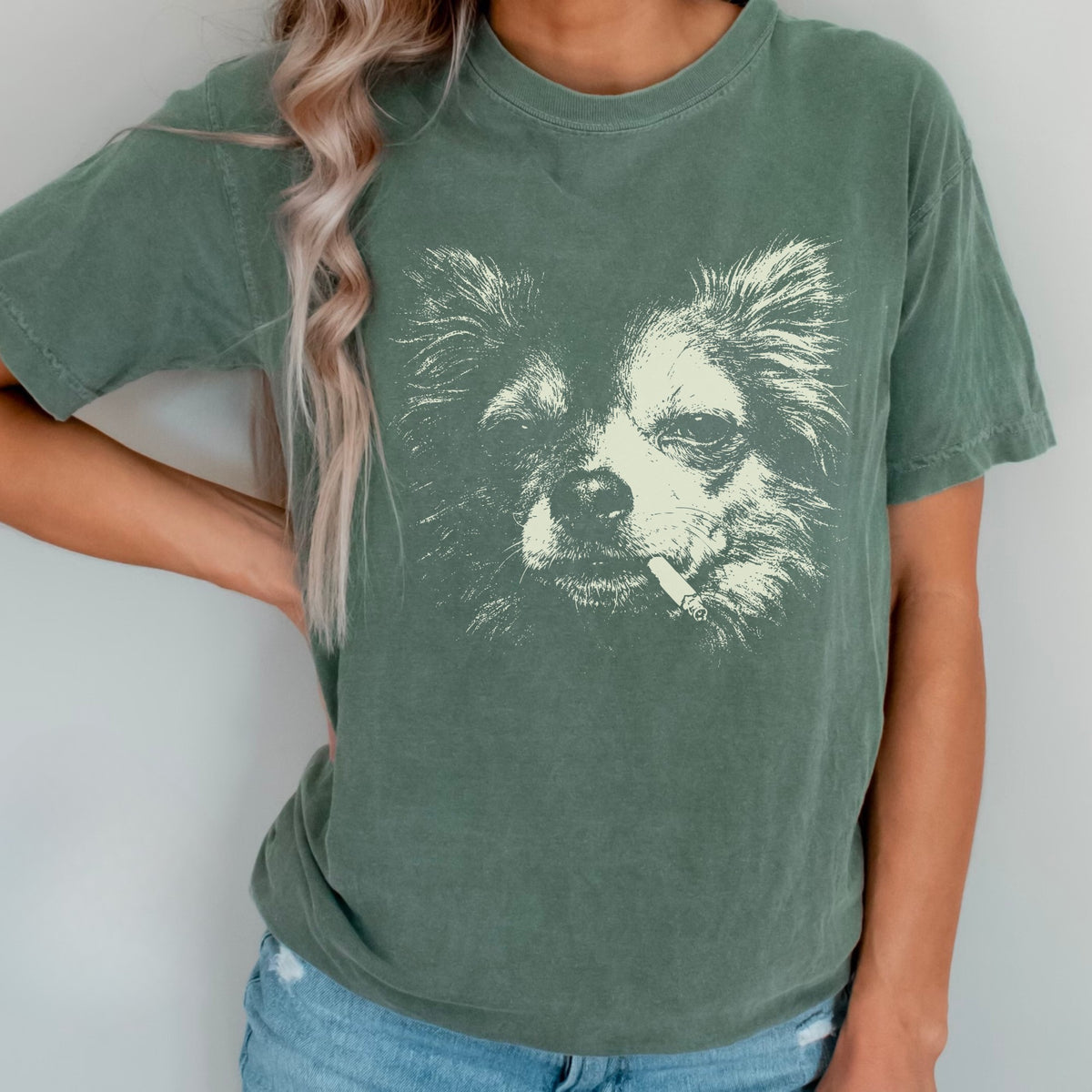 Longhair Chihuahua Smoking t-shirt
