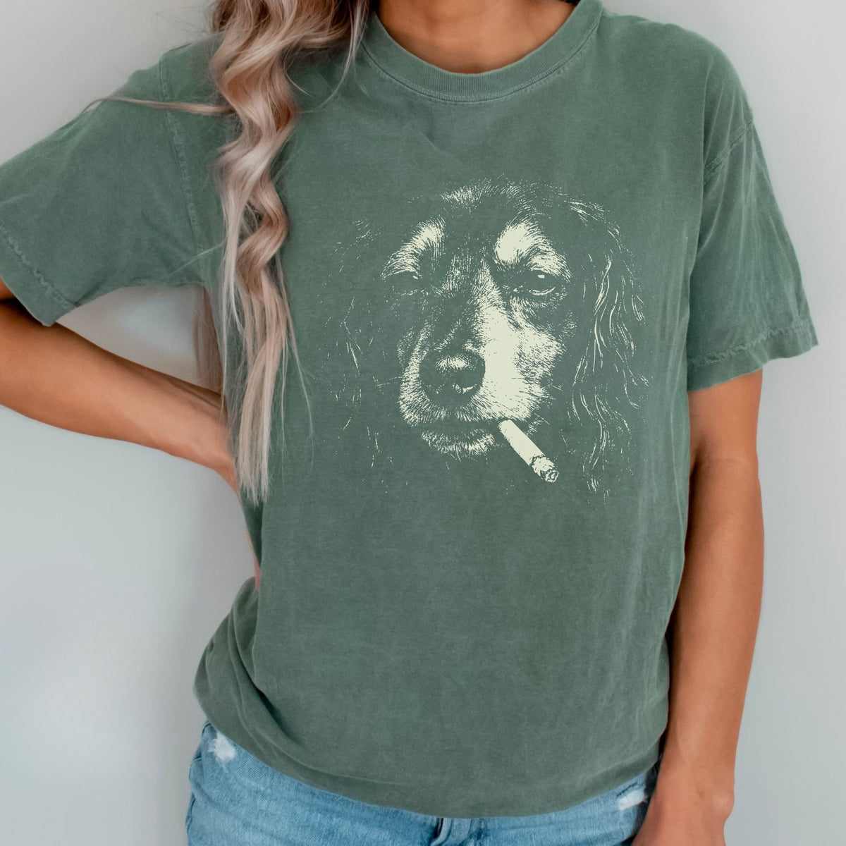 Longhair Dachshund Smoking t-shirt