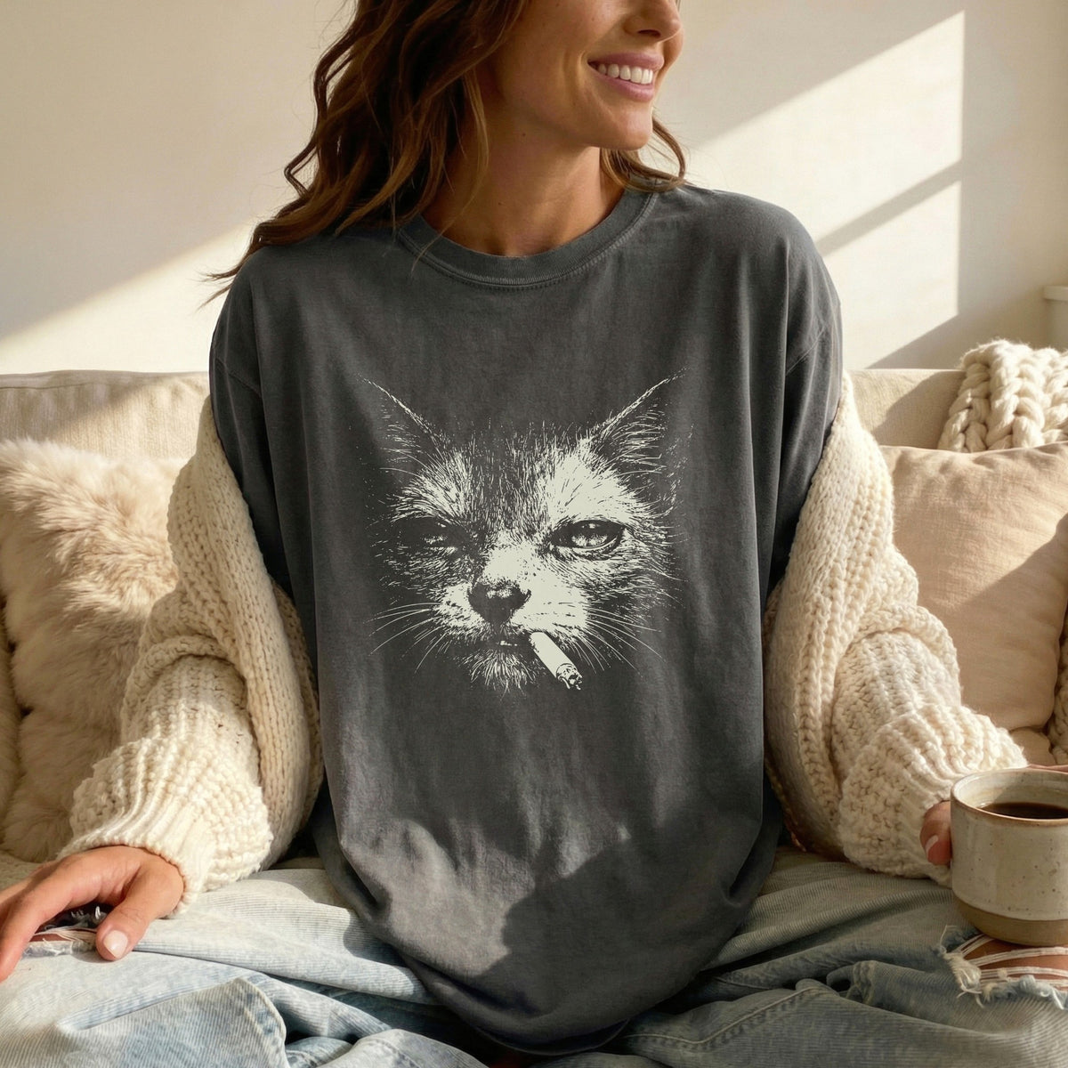 Lykoi Cat Smoking t-shirt