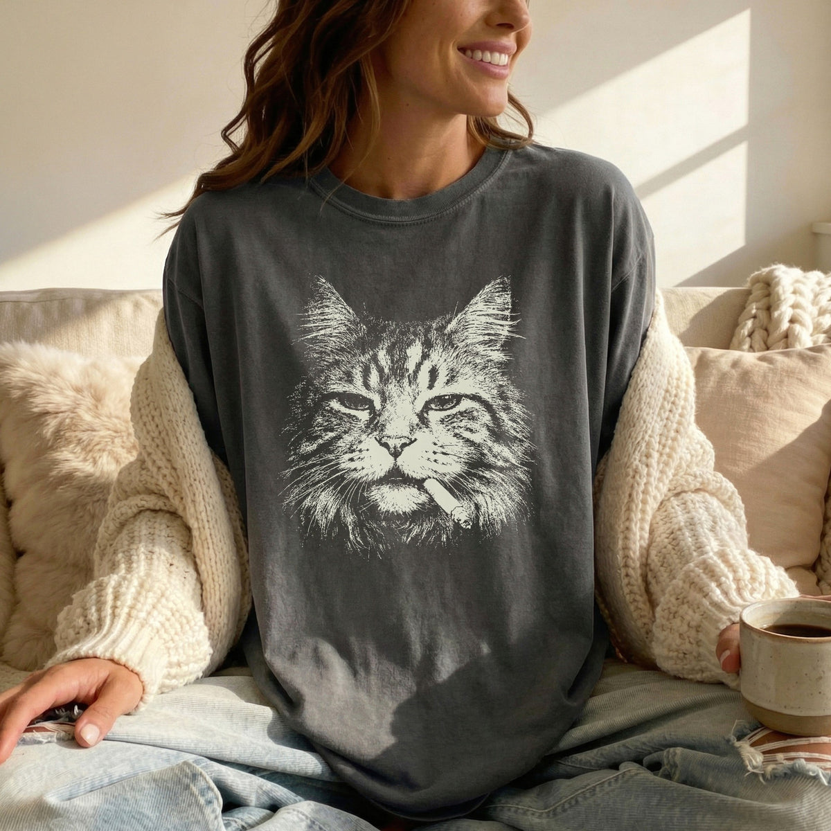 Maine Coon Cat Smoking t-shirt