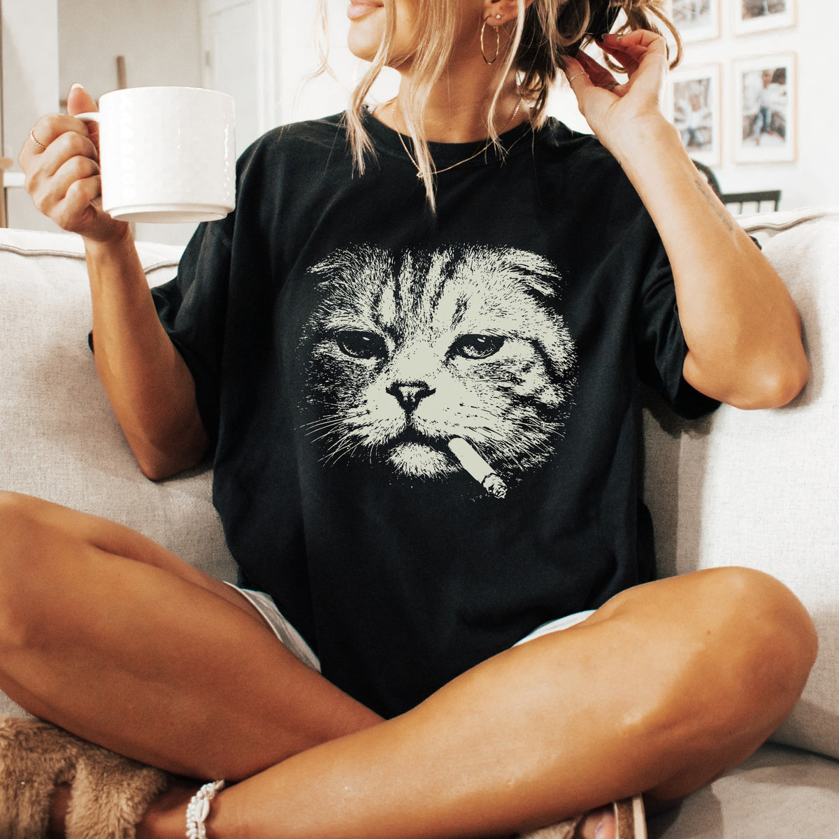 Scottish Fold Cat Smoking t-shirt