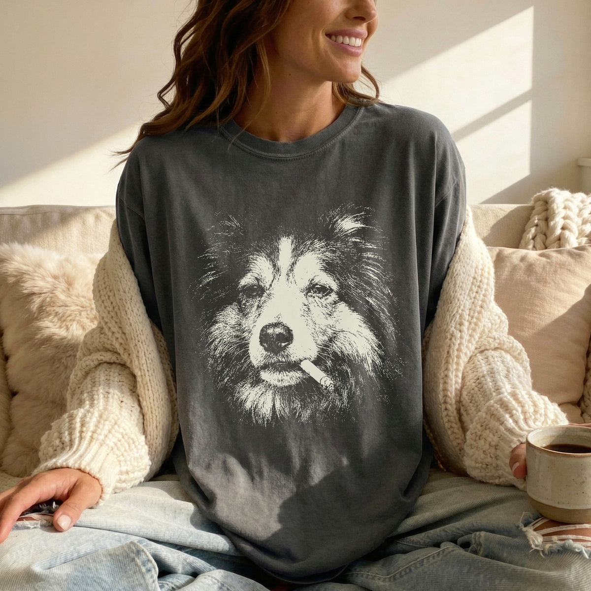 Shetland Sheepdog Smoking t-shirt
